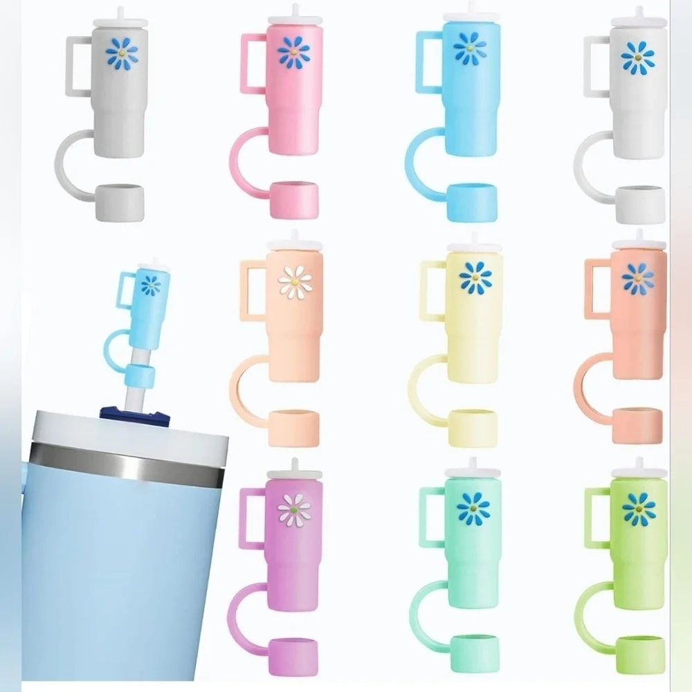 🔹 5 random Pcs Straw Cover Cap For Stanley Cup 30-40oz  Silicone Straw Topper🥤
